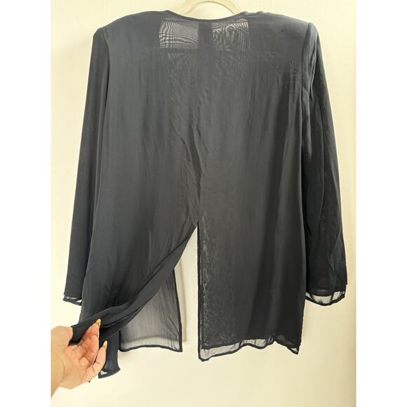 Tadashi Shoji Sheer 80s 90s Retro Disco Whimsygoth Regency Open Front Jacket M/L - Picture 6 of 7